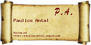 Paulics Antal névjegykártya